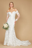 Wedding Dresses Lace Long Off Shoulder Mermaid Wedding Dress Off White