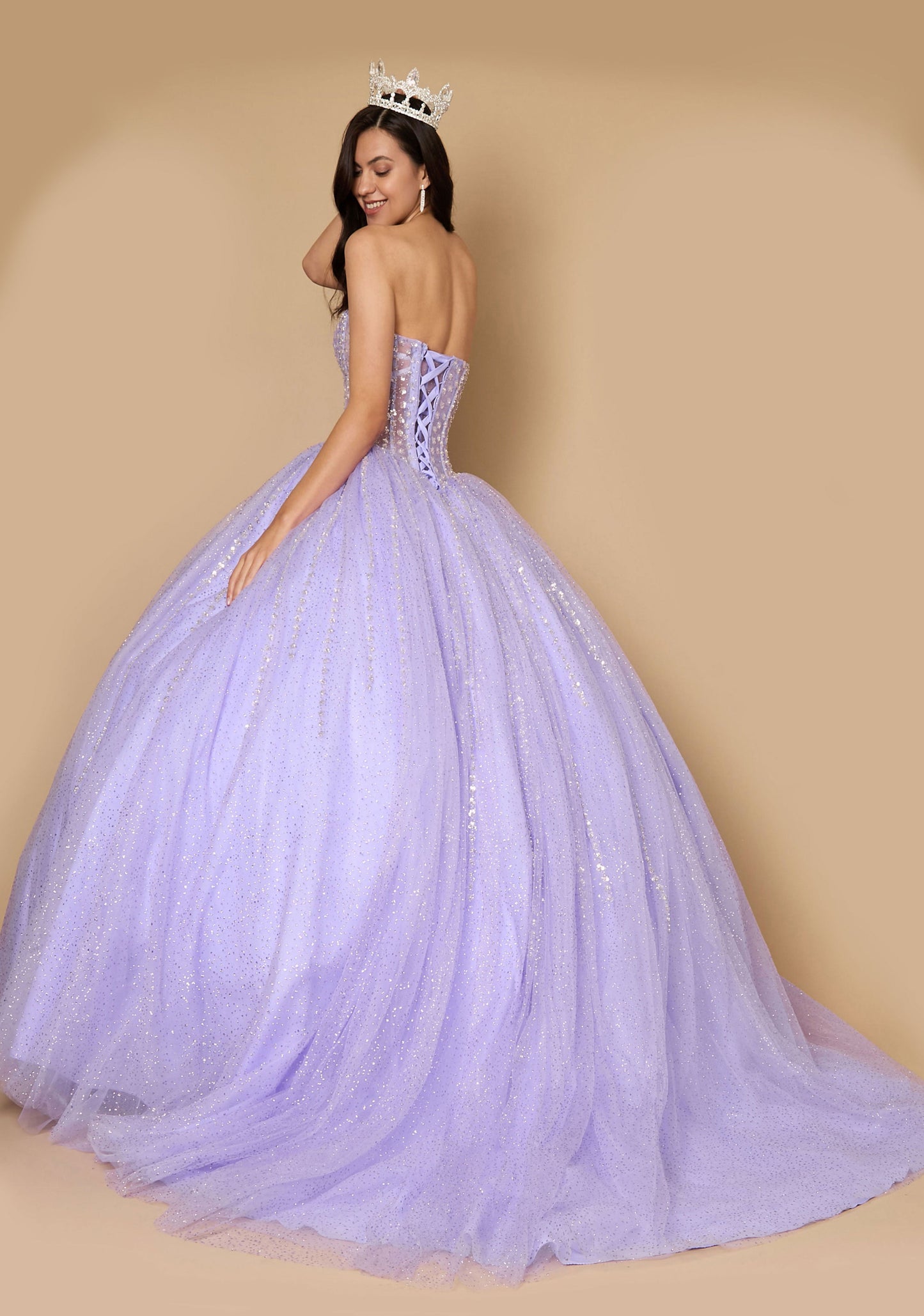 Quinceniera Dresses Long Corset Quinceanera Dress with Cape Lilac