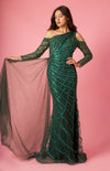 Formal Dresses Long Couture Long Sleeve Beaded Formal Dress Emerald Green