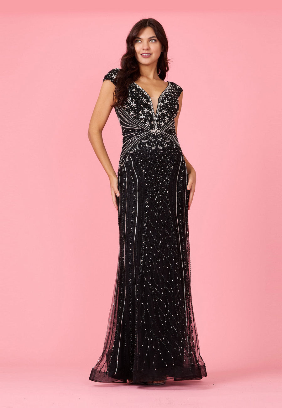 Dylan & Davids DD355 Long Hand Beaded Couture Formal Evening Dress