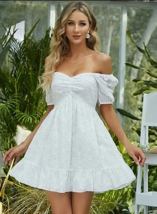 Cocktail Dresses Short Sleeve Cocktail Dress White