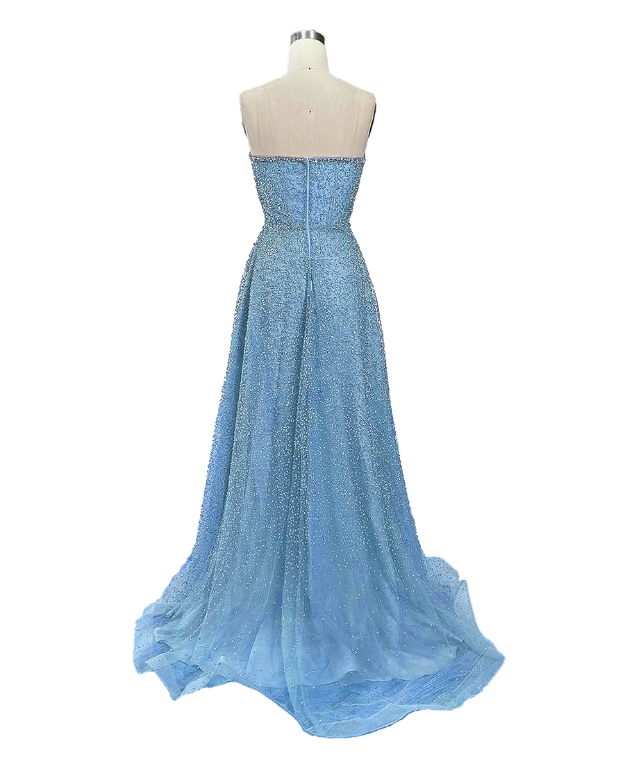 Dylan & Davids DD358 Long Strapless Hand Beaded Formal Couture Dress