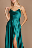 Prom Dresses Formal Cowl Neck Spaghetti Strap Party Dress Emerald