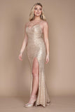 Prom Dresses Long Formal Fitted Sequin Prom Dress Gold