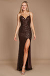 Prom Dresses Long Formal Fitted Sequin Prom Dress Chocolate