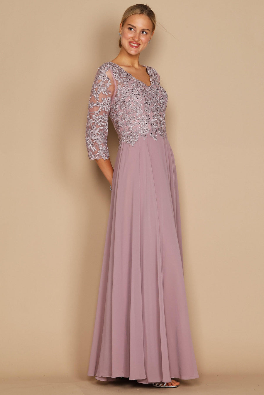 dylan & davids long sleeve dresses Long Sleeve Sequin Formal Beaded Dress