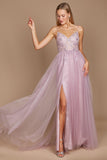 Prom Dresses Long Jeweled Beaded Tulle Prom Dress Mauve