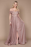 Prom Dresses Long Off Shoulder Glitter Prom Dress Mauve