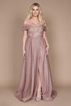 Prom Dresses Long Off Shoulder Glitter Prom Dress Mauve