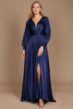 Formal Dresses Long Sleeve Formal Evening Party Dress Navy