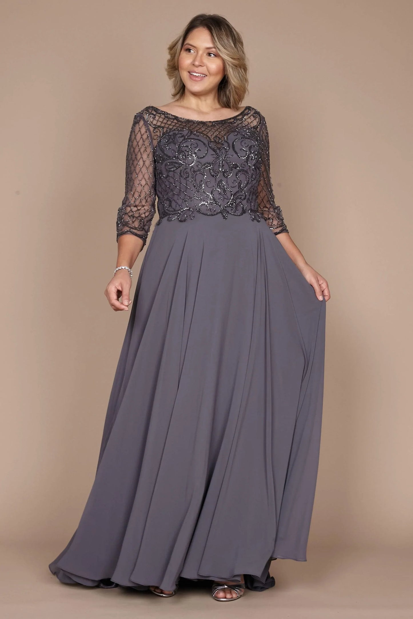 Charcoal Long Sleeve Navy Mother of The Bride Dress for 129.99 dylandavids