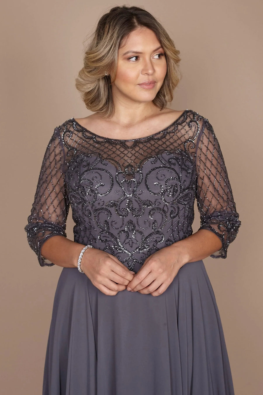 dylan & davids long sleeve dresses Long Formal Lace Evening Dress The Dress Outlet