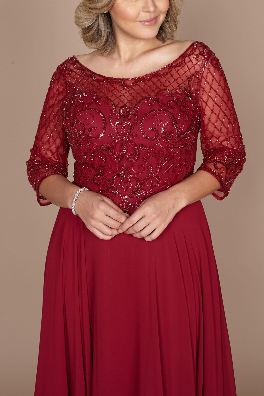 dylan & davids long sleeve for dress outlet Long Sleeve Sequin Formal Beaded Dress