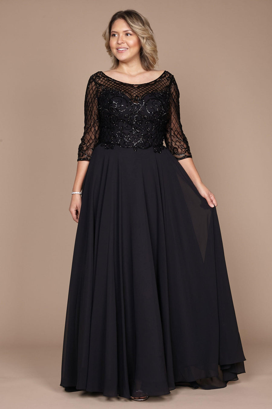 dylan & davids long sleeve dress outlet Long Sleeve Sequin Formal Beaded Dress