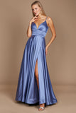 Prom Dresses Long Spaghetti Strap Prom Formal Gown Smoky Blue