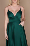 Prom Dresses Long Spaghetti Strap Prom Formal Gown Emerald