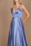 Prom Dresses Long Spaghetti Strap Prom Formal Gown Smoky Blue