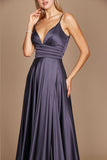 Prom Dresses Long Spaghetti Strap Prom Formal Gown Charcoal