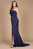 Prom Dresses One Shoulder Formal Evening Dress Navy