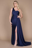 Prom Dresses One Shoulder Long Evening Gown Prom Dress Navy