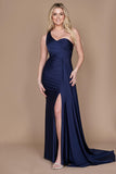 Prom Dresses One Shoulder Long Evening Gown Prom Dress Navy