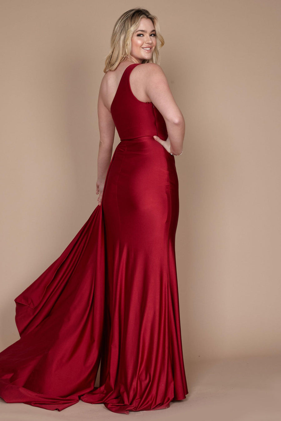 Prom Dresses One Shoulder Long Evening Gown Prom Dress Burgundy