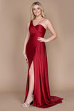 Prom Dresses One Shoulder Long Evening Gown Prom Dress Burgundy