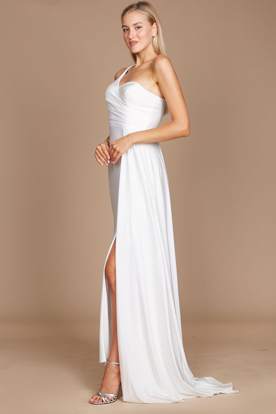 Prom Dresses One Shoulder Long Evening Gown Prom Dress White