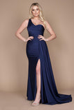 Prom Dresses One Shoulder Long Evening Gown Prom Dress Navy