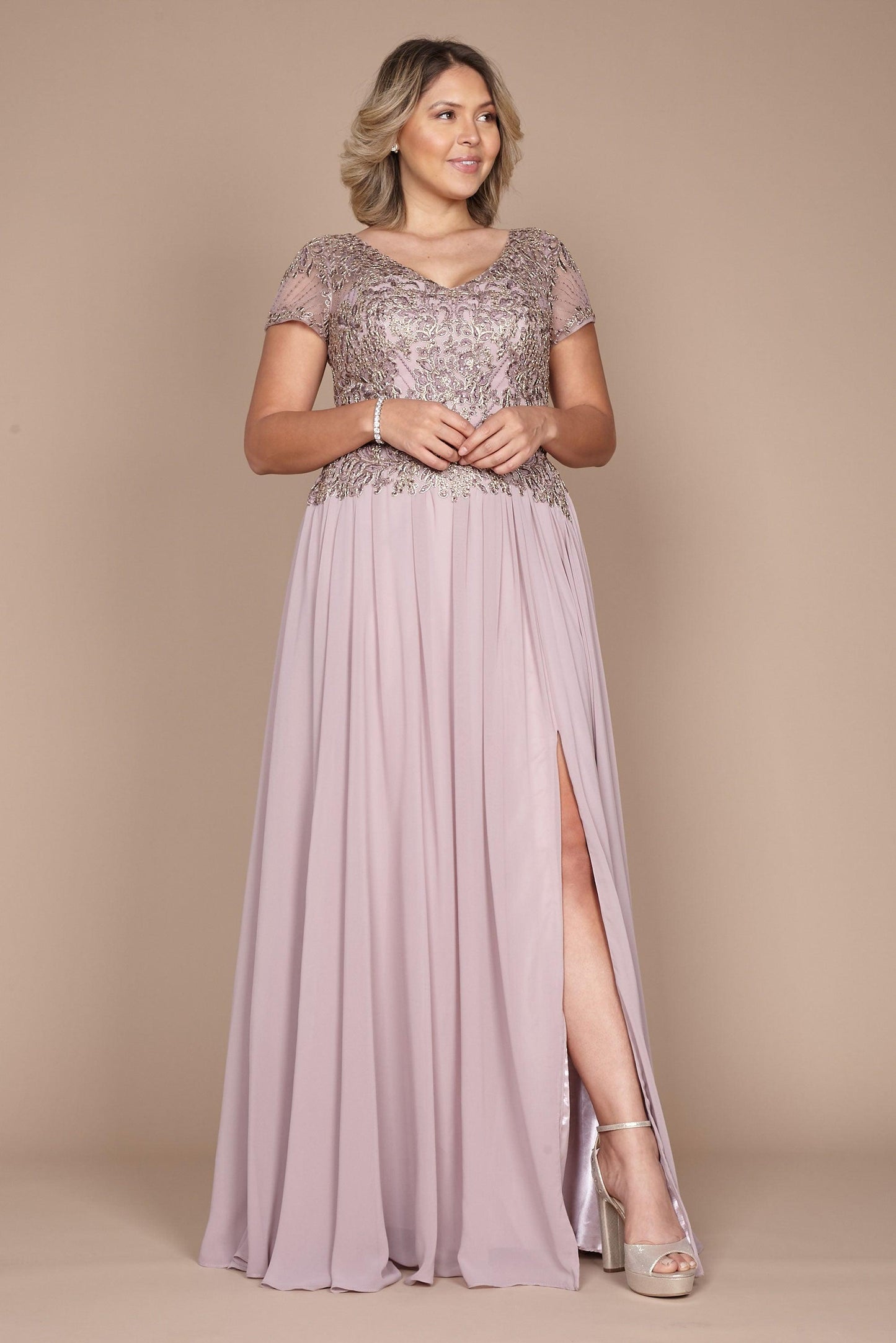 Mother of Bride Dresses Short Sleeve Formal Mother of The Bride Dress Mauve