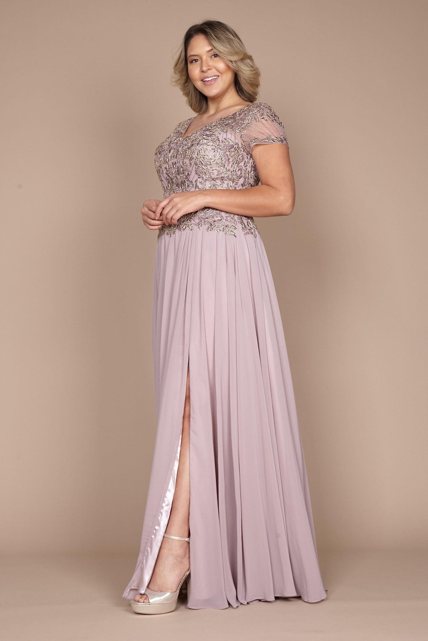 Mother of Bride Dresses Short Sleeve Formal Mother of The Bride Dress Mauve