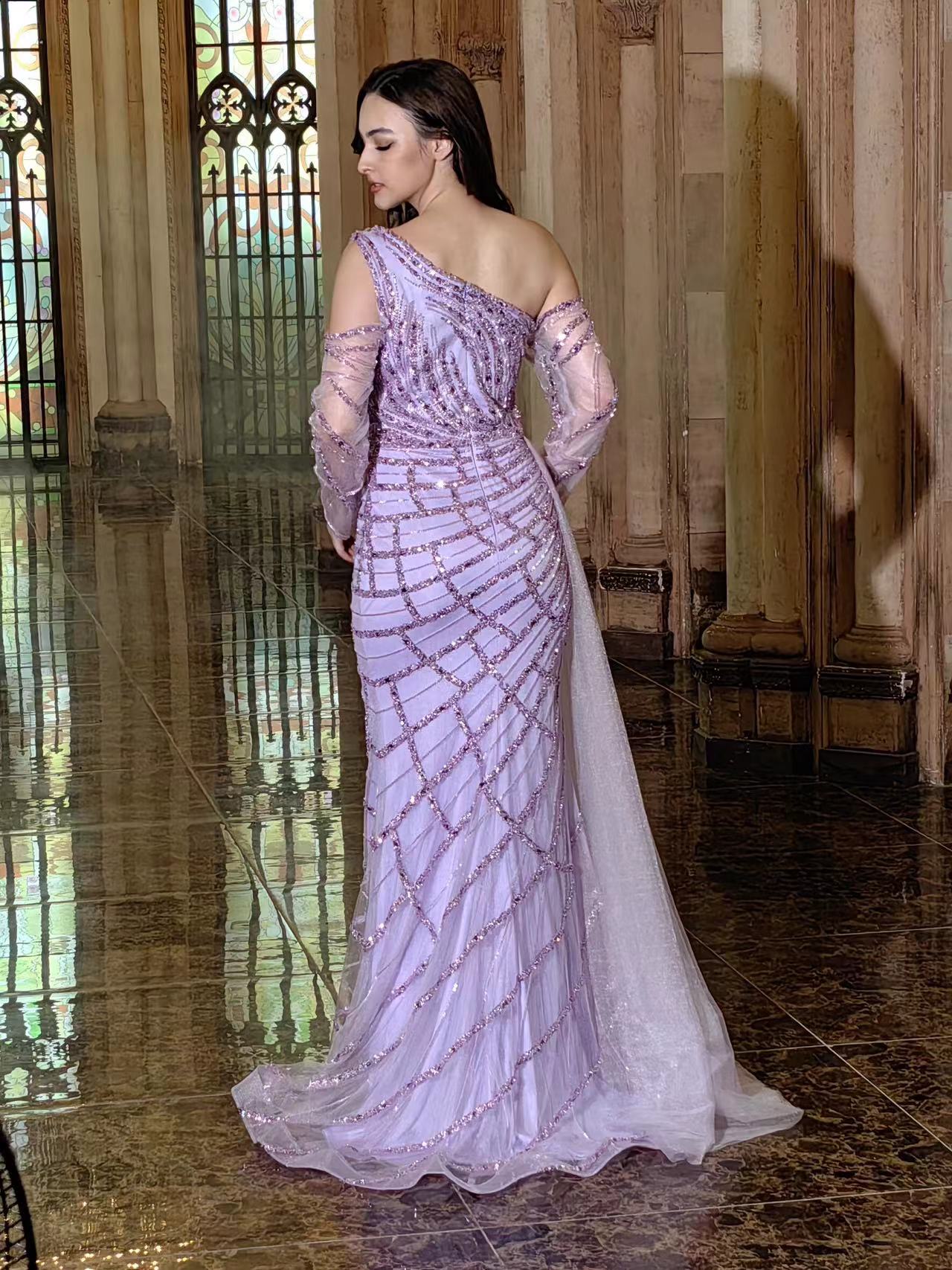 Formal Dresses Long Couture Long Sleeve Beaded Formal Dress Emerald Green