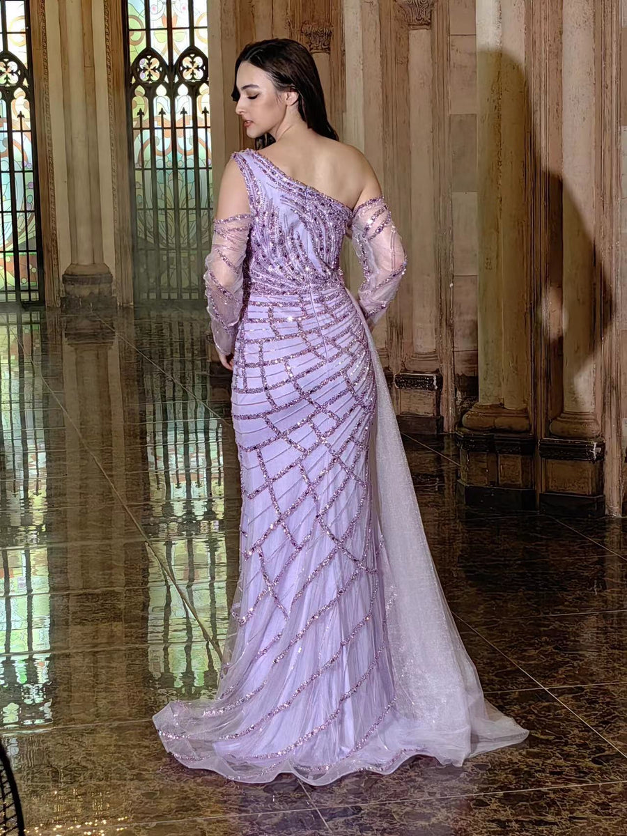 Formal Dresses Long Couture Long Sleeve Beaded Formal Dress Emerald Green