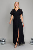 Dylan & Davids Short Sleeve Chiffon Formal Dress Black