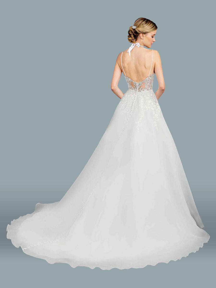 Wedding Dresses Long Spaghetti Strap Wedding Gown White