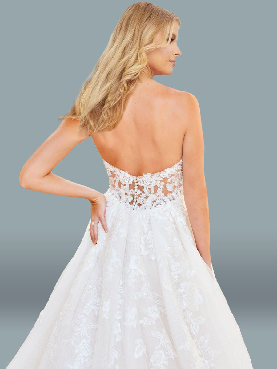 Wedding Dresses Long Bridal Gown Strapless Wedding Dress White