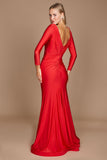 Formal Dresses Long Sleeve Formal Fitted Evening Dress Red